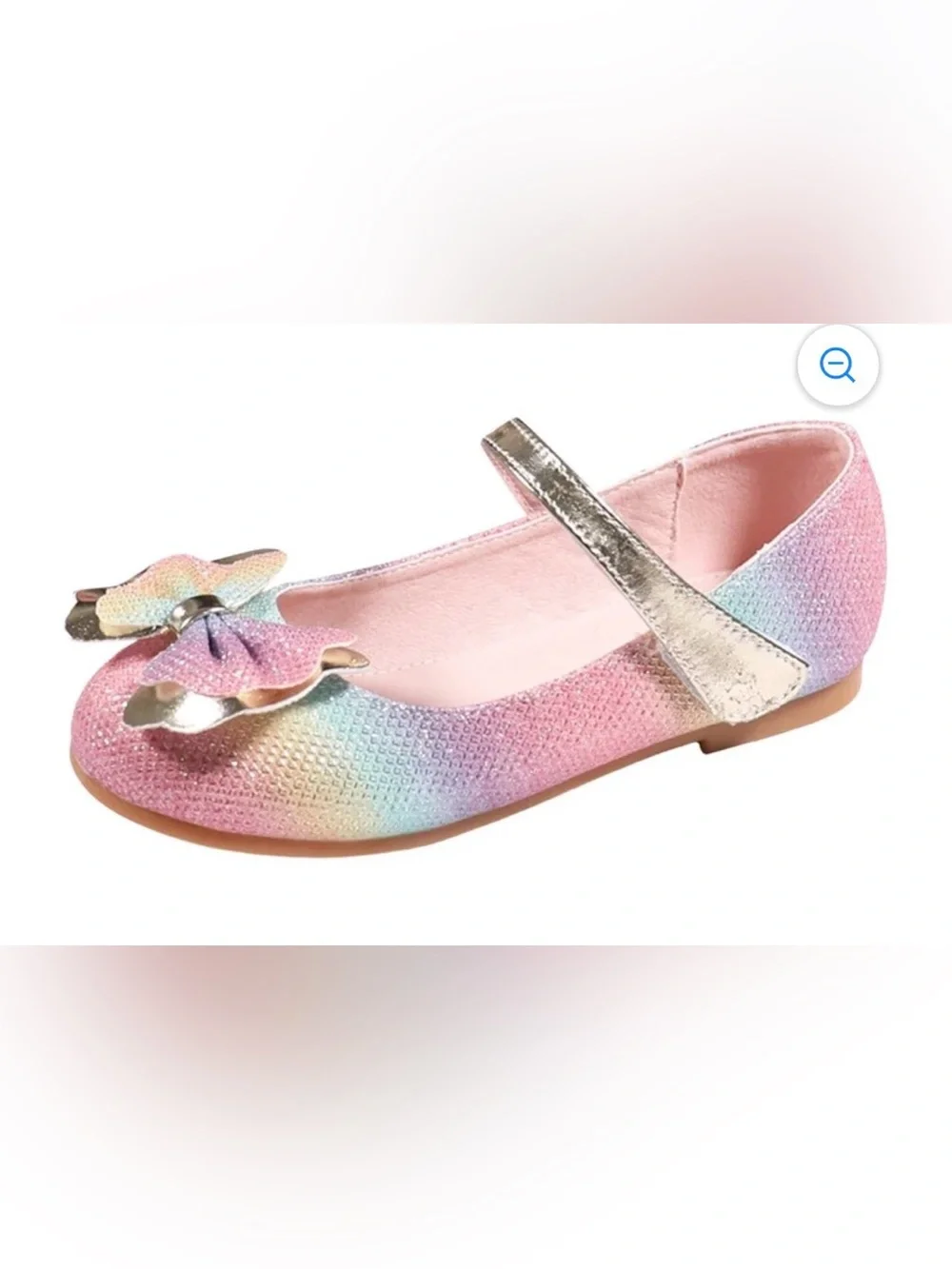 Girls Rainbow Pastel Mary Jane Flats with Metallic Strap , size 34